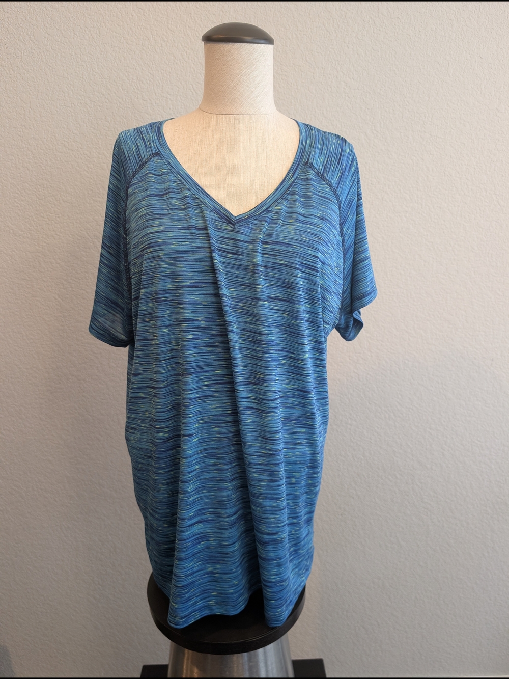 Reebok Sz XXL Blue and Green Striped Active Dri-fit Sporty Top